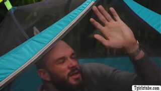 Gorgeous Camper gets analed by friend inside tent