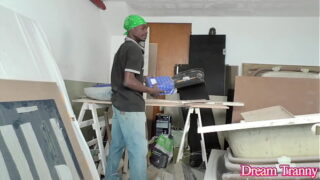 Hot Sheboy Beauty Mariana Lins Seduces a Black Construction Worker