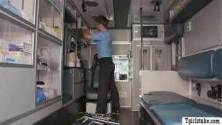 Shemale nurse barebacked in the mobile service